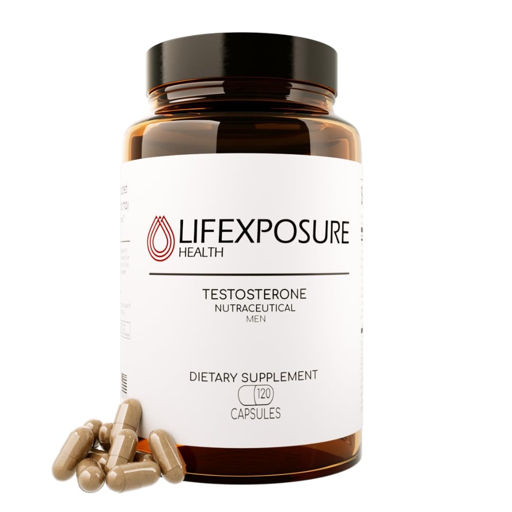 Natural Testosterone Supplement for Men - KSM-66 Ashwagandha, LJ100 Tongkat Ali, PrimaVie Shilajit, Royal Jelly, GG-Gold - Energy, Stamina, & Muscle Support Supplement - 120 Capsules