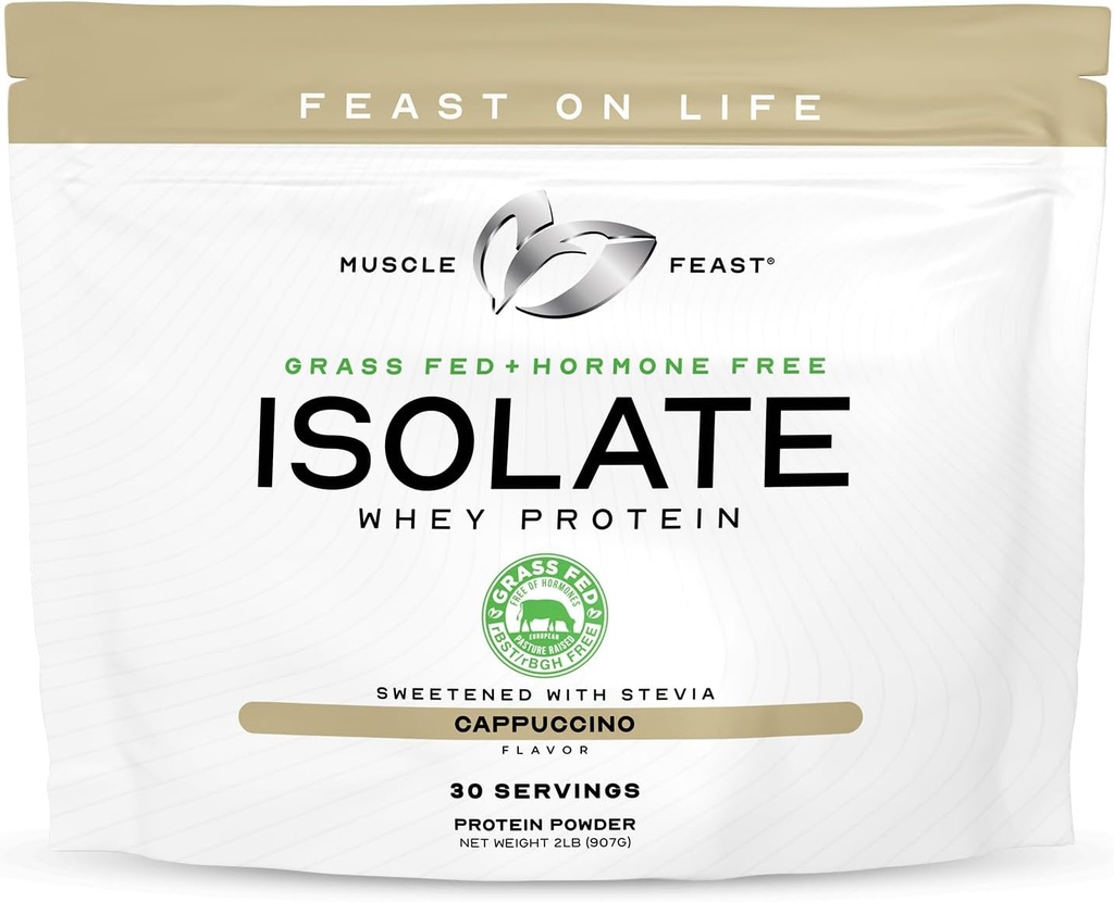 Μύες Fast Grass-Fed Whey Protein Isolate, All Natural Hormone Free Pasture Αυξήθηκε, Whey Isolate Protein Powder για άνδρες και γυναίκες, Clean, Gluten-Free, Delicious Isolate Protein - Cappuccino, 2lb