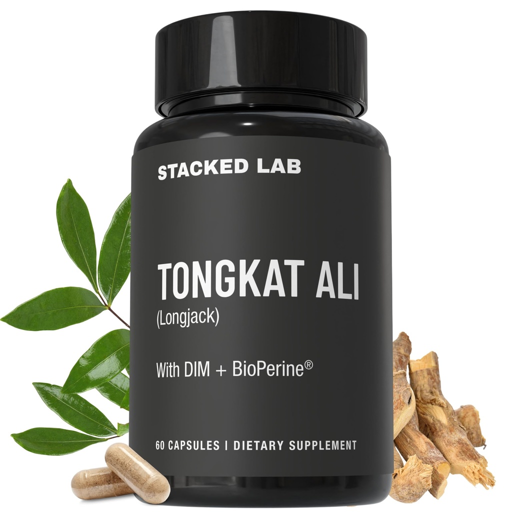 Tongkat Ali for Men – 500mg Longjack Extract Standardized to 2% Eurycomanone | Supports Strength, Vitality & Hormone Balance | With DIM & BioPerine | 60 Capsules | Third-Party Tested, Made in USA
