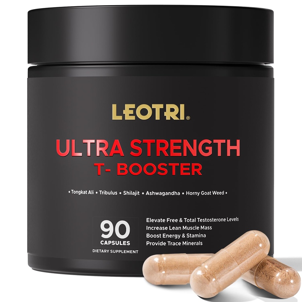 Ultra Strength T-Booster for Men: 23,900mg Herbal Blend with Tongkat Ali, Ashwagandha, Shilajit & More – Supports Muscle Strength, Energy & Stamina – 90 Capsules