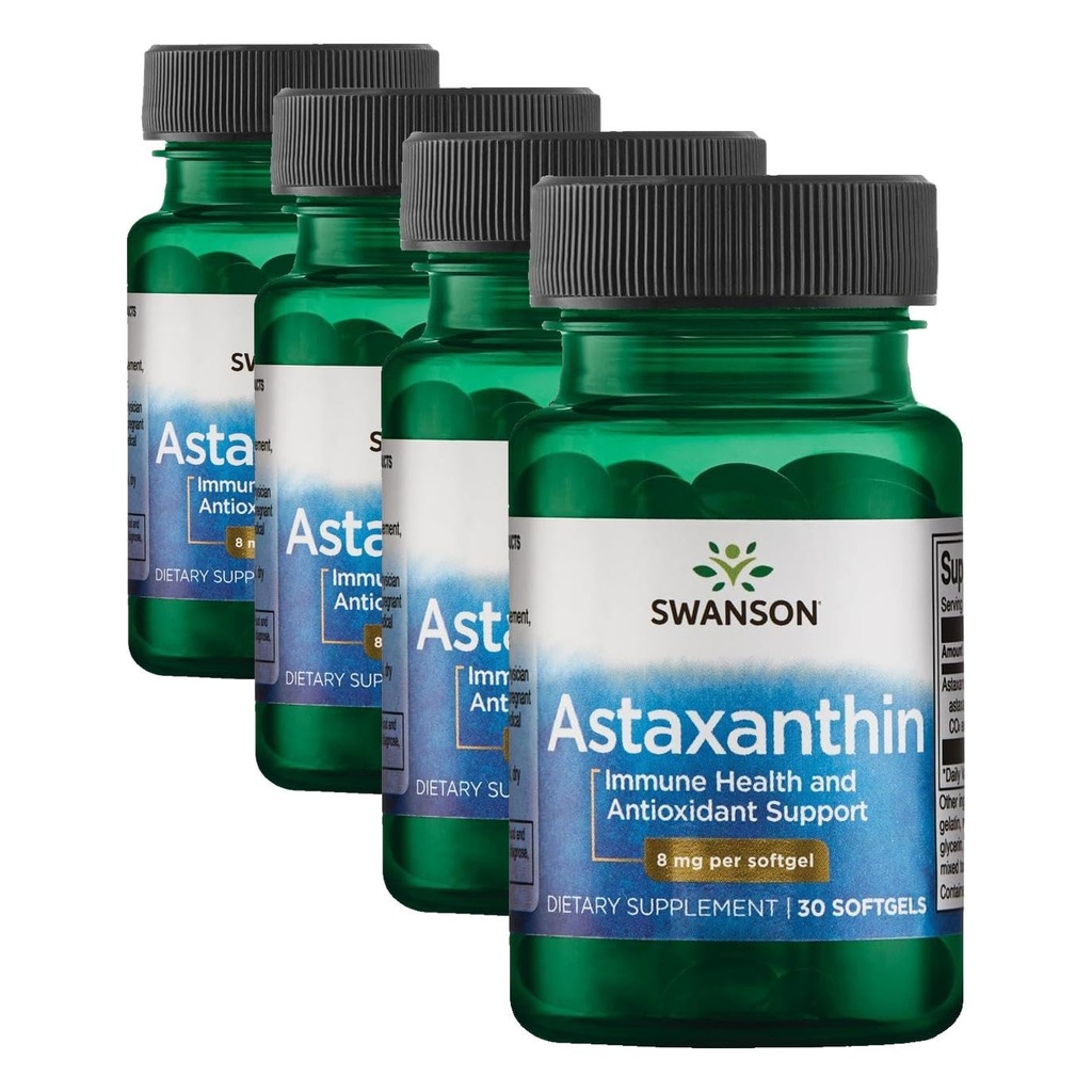 Swanson High Potency Astaxanthin 8 Milligrams 30 Sgels (Pack of 4)