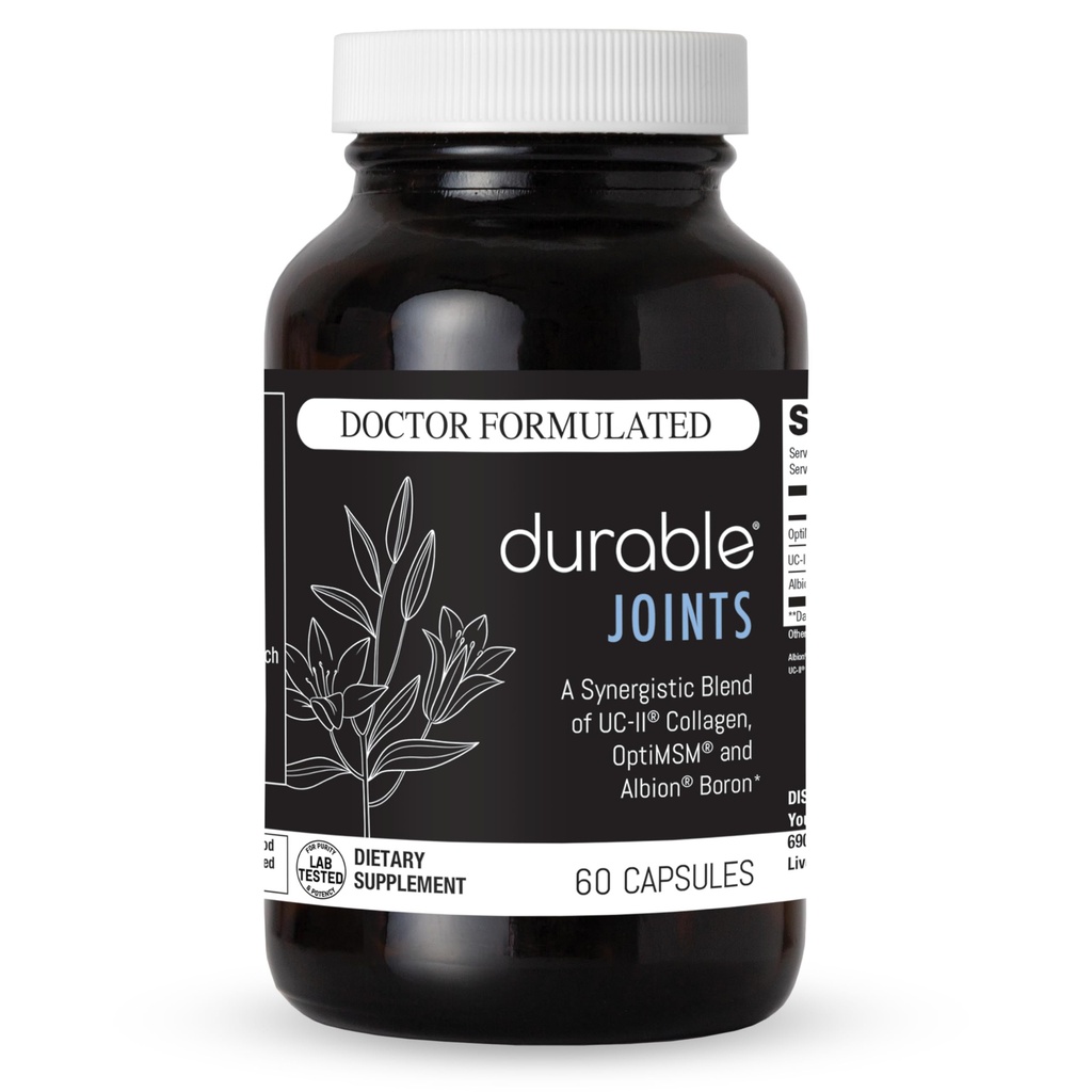 Durable Joints – w/UC-II Collagen + MSM – 2X as Effective as Glucosamine-Chondroitin – Joint Comfort, Flexibility & Mobility Support – Doctor Formulated, Made in USA, 2 per Day (60 Capsules)