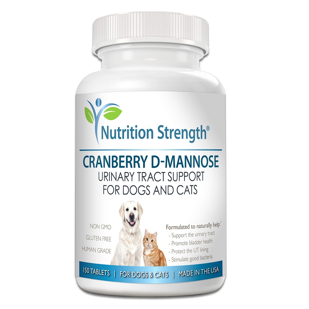 Cranberry D-Mannose for Dogs | Human-Grade UTI Defense | Dog Urinary Tract & Bladder Support + Immune Health Supplement with Vitamin C | 150 Non-GMO Chewable Tablets