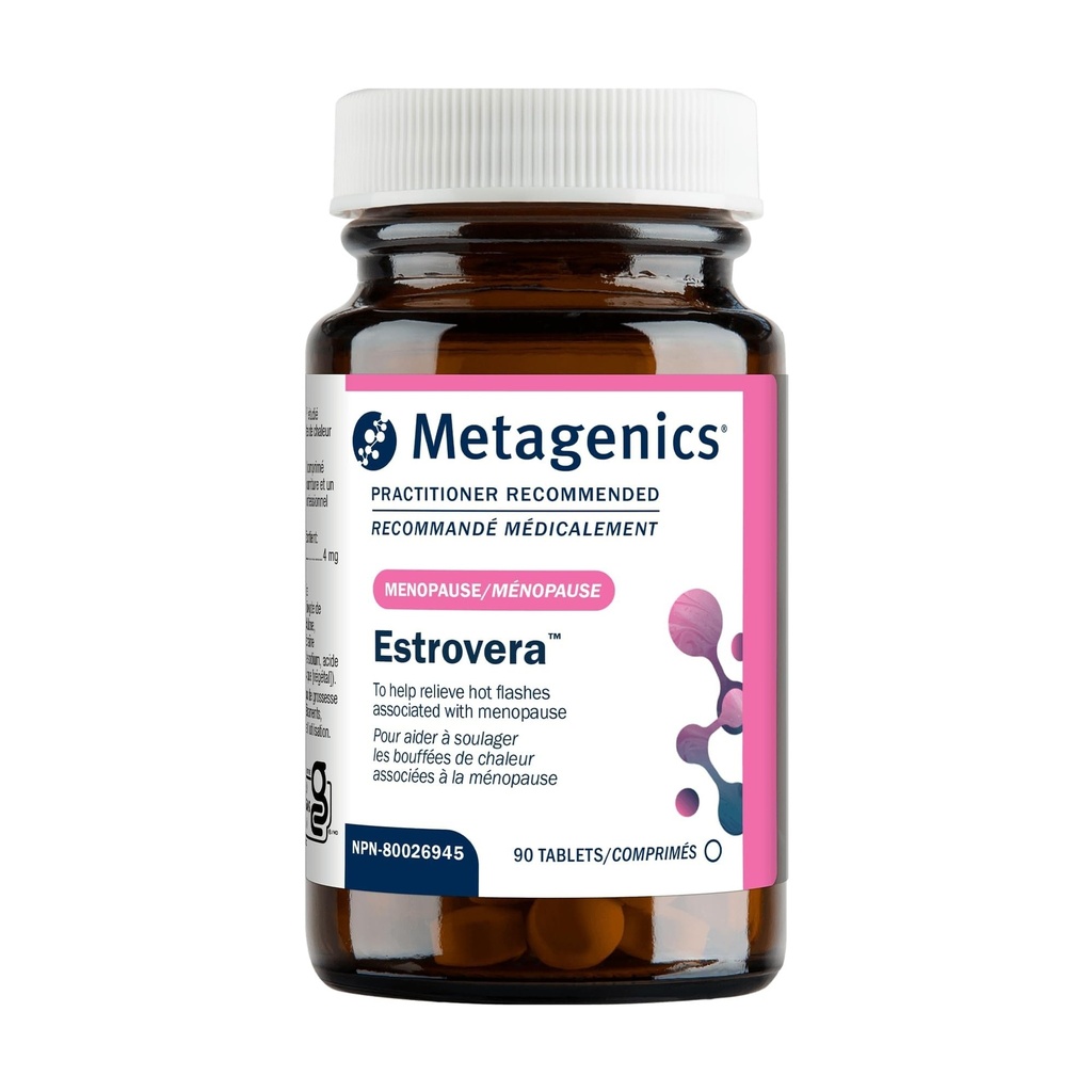 Metagenics HerWellness Estrovera - Hormone-Free Plant-Based Supplement - Supports Menopause & Perimenopause Relief - Hot Flashes, Night Sweats, Multi-Symptom Support - Vegetarian, Non-GMO - 90 Tablets