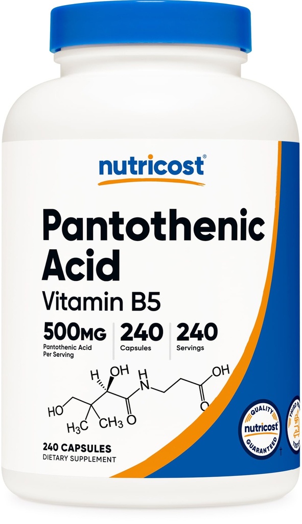 Nutricost Pantothenic Acid (Vitamin B5) 500mg, 240 Capsules