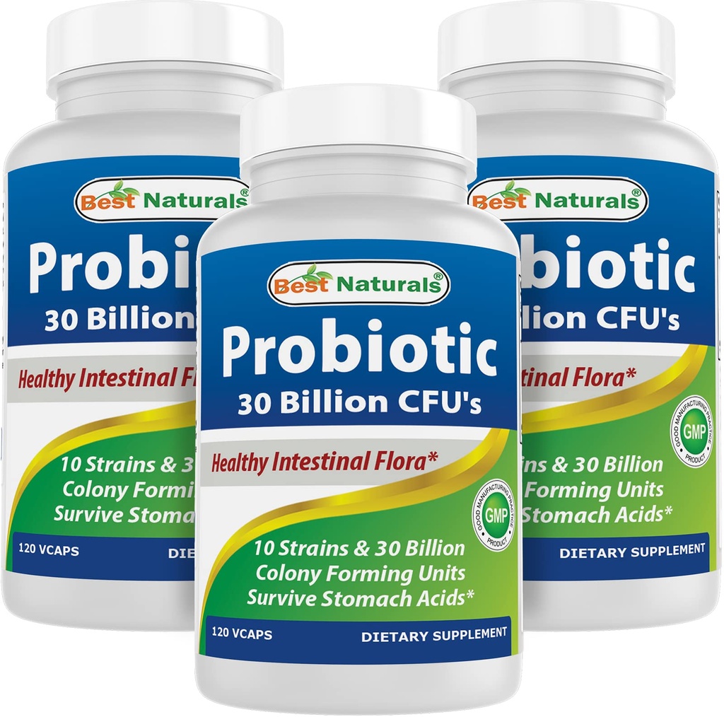 Best Naturals Probiotic 10 Strains 30 Billion Ράφι Σταθερό 120 Veggie Caps (120 Count (Pack of 3))