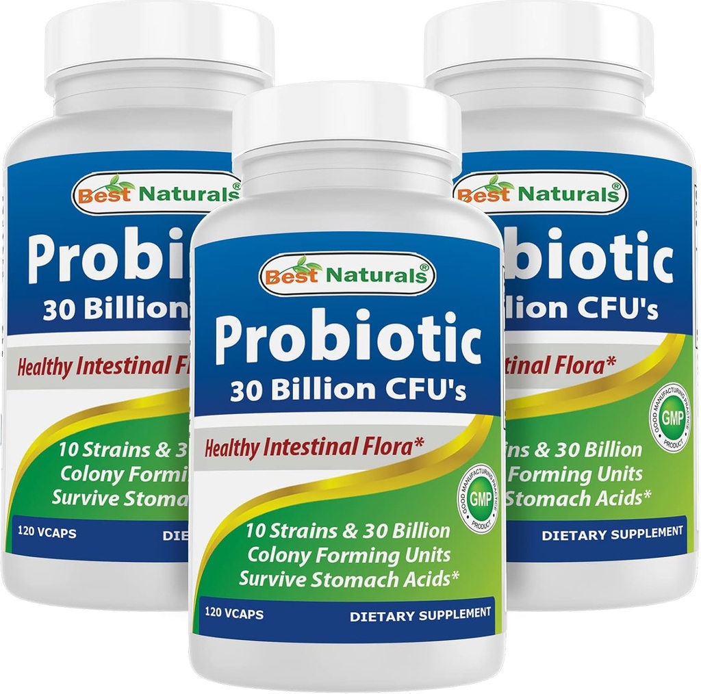 Best Naturals Probiotic 10 Strains 30 Billion Ράφι Σταθερό 120 Veggie Caps (120 Count (Pack of 3))