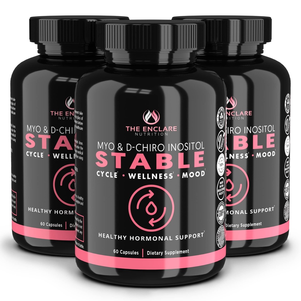THE ENCLARE NUTRITION Myo-inositol and D-Chiro Inositol Capsules | Ideal 40:1 Ratio | Fertility Supplements for Women, Hormone Balance, Ovarian Health Support, Healthy Regular Cycles, 180ct (3)