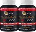 Qunol Ultra CoQ10 100mg 3X Καλύτερη Απορρόφηση Πατενταρισμένο νερό και λίπος Διαλυτή Φυσικό συμπλήρωμα Form Συνένζυμο Q10 Αντιοξειδωτικό για τα πακέτα υγείας της καρδιάς Softgels, 120 Count