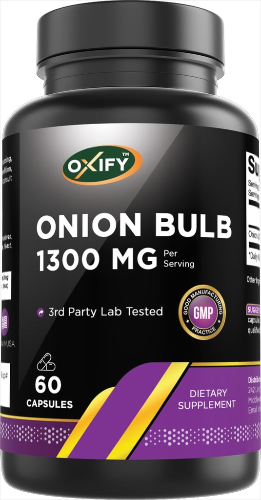 Oxify Onion Bulb 1300 mg | 60 Capsules | Gluten-Free, Non-GMO | Supplement Made in USA