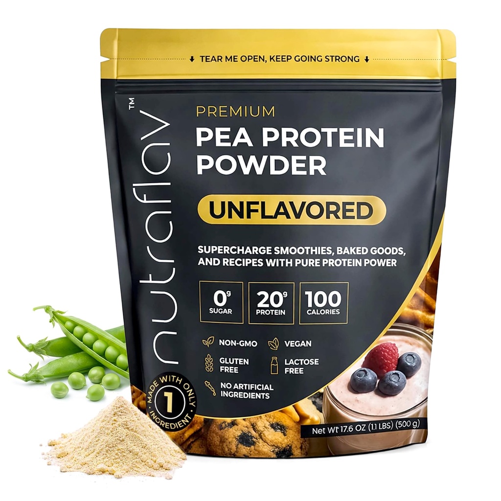 Unflavored Vegan Protein Powder - Plant Based Pea Protein Powder - 20g Protein Per Serving with 1 Ingredient - Iron-Rich, Easy to Digest - No Added Sugar - Great for Smoothies & Recipes - 20 Servings