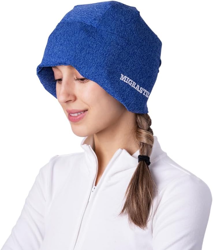 2-πακέτο Migrastil MigraFreeze Deluxe Πονοκέφαλος & Ημικρανία Καπέλο. Μαλακό, εύκαμπτο καπάκι Gel ψύξης για άνδρες και γυναίκες. Μπλε