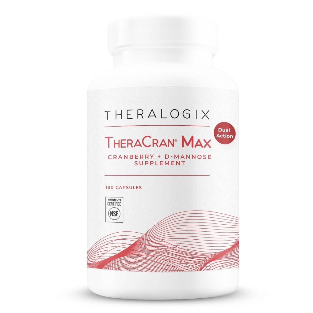 Theralogix TheraCran Max - Cranberry + D-Mannose Supplement for Men & Women - Urinary Tract Health Support - 90-Day Supply - NSF Certified - 180 Capsules