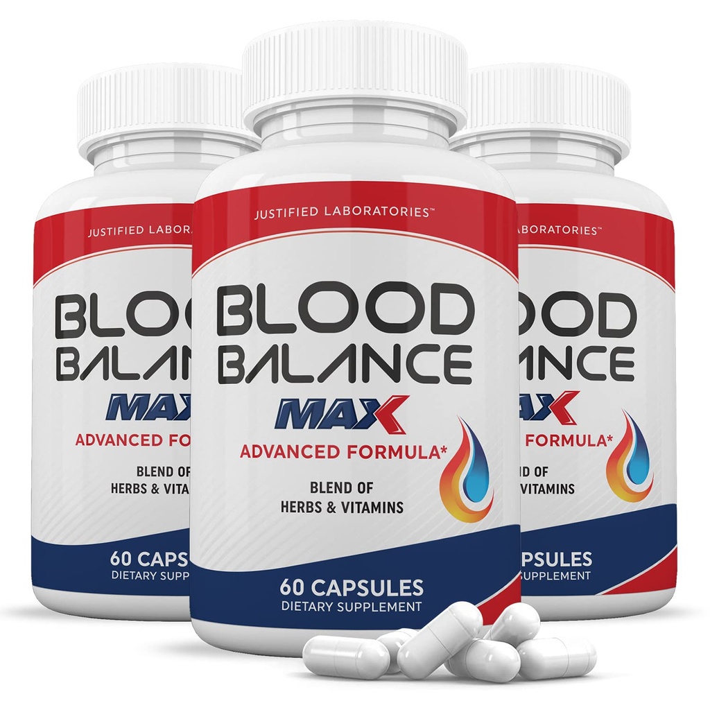 Justified Laboratories (3 Pack) Blood Balance Max 1295MG Supplement Pills 180 Capsules