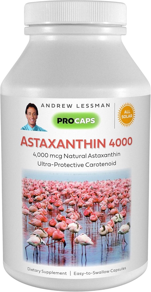 ANDREW LESSMAN Ασταξανθίνη 30 Softgels - 4000 mcg Φυσική Ασταξανθίνη, Ισχυρό Αντιοξειδωτικό Καροτενοειδές. Προστασία για τα μάτια, την καρδιά, το δέρμα και πολλά άλλα. Χωρίς Πρόσθετα. Εύκολο να καταπιείτε Softgels