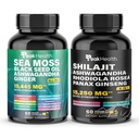 Peakhealth Shilajit Sea Moss Black Seed Oil Ashwagandha Capsules for Man Woman,2 Bottle Combo with Turmeric, Panax Ginseng, Rhodiola,Herbal Formula,Energy & Immune Support, 60 Capsules
