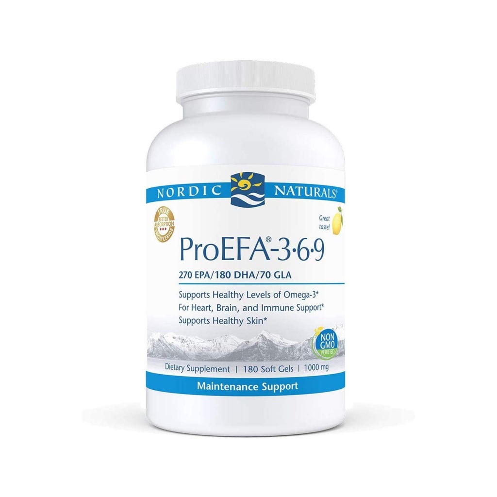 Σκανδιναβικά φυσικά ProEFA 3-6-9, Lemon Flavor - 180 μαλακά γέλη - 565 mg Omega-3 - EPA & DHA με Προστιθέμενη GLA - Υγιές Δέρμα, Γνωστική, & Θετική Mood - Μη-GMO - 90 Μερίδες