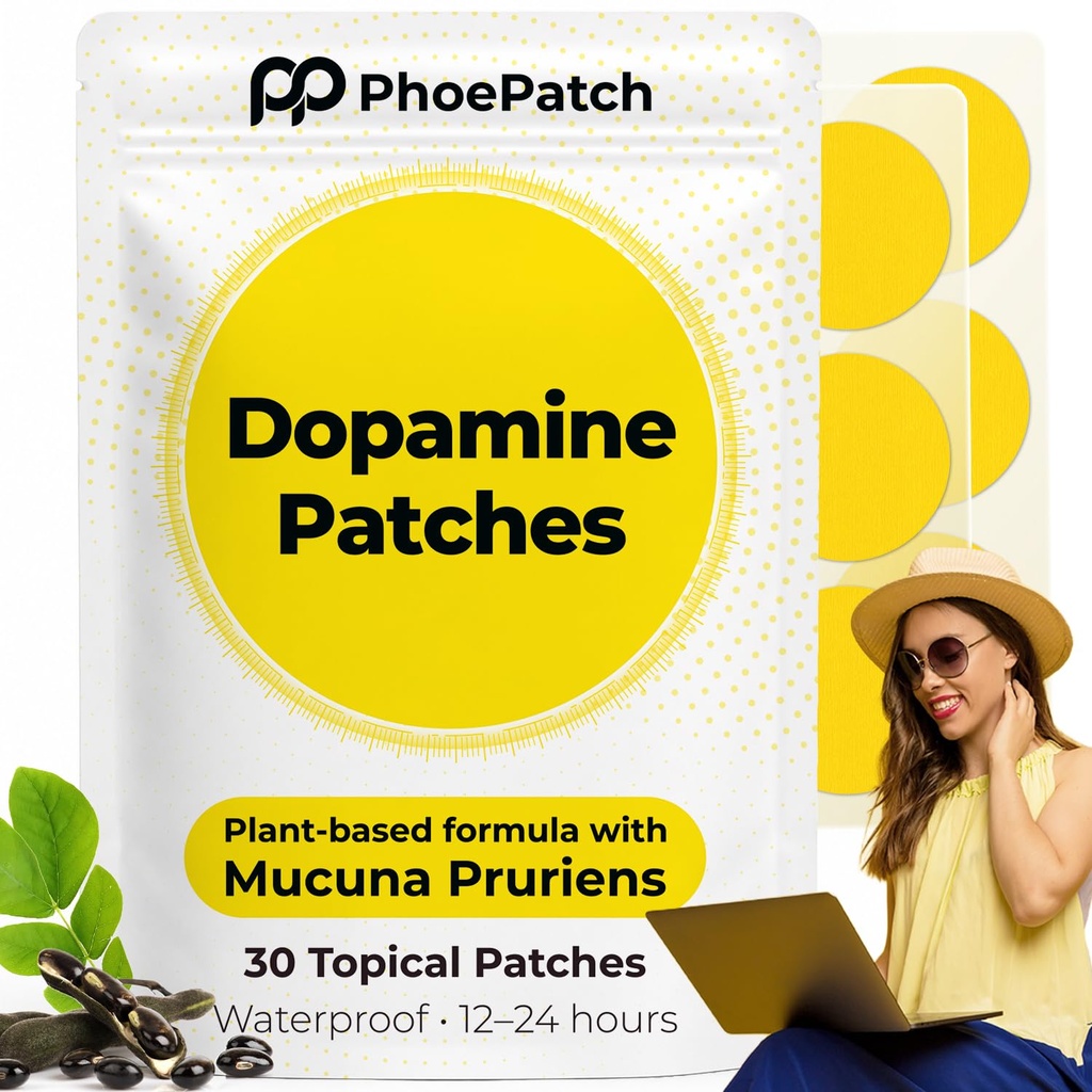 Dopamine Patches Extra Strength – Botanical Topical Body Patch for External Use – Plant-Based Vegan, 30 Count (30-Day Routine)