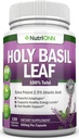 Holy Basil Leaf Capses - 500mg - 2,5% Ουρσολικό Οξύ - 120 Vegan Capses - Real Tulsi Extract Supplement - Θετικό Μυελό - Adaptogenic & Ayurvedic Herb