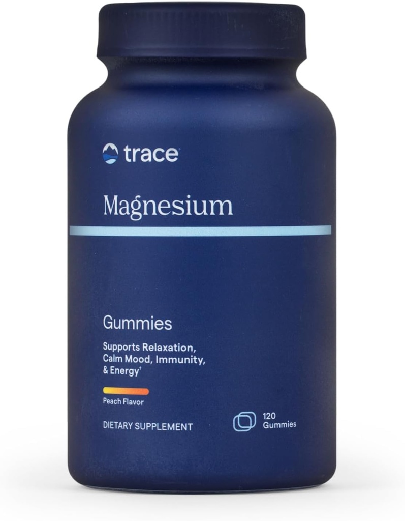 Trace Minerals Magnesium Gummies - Υποστηρίζει ένα ήρεμο mindset - Μαγνήσιο Μασώμενα για Παιδιά & Ενήλικες - Οστό, Διέγερση, Καρδιά Υγεία & Ανοσολογική Υποστήριξη - Ροδάκινο Γεύση - 120 Count (120 Servings)