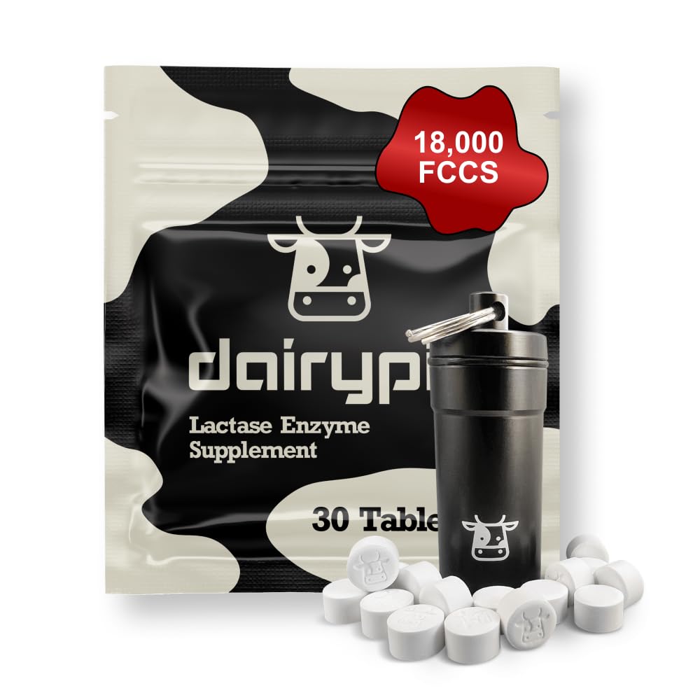 DairyPill Lactase Enzyme 18,000 FCCs per Pill, 30 Count, Solution for Lactose Intolerance, Portable, Easy to Swallow, Preservative and Gluten Free, American Made, Non GMO