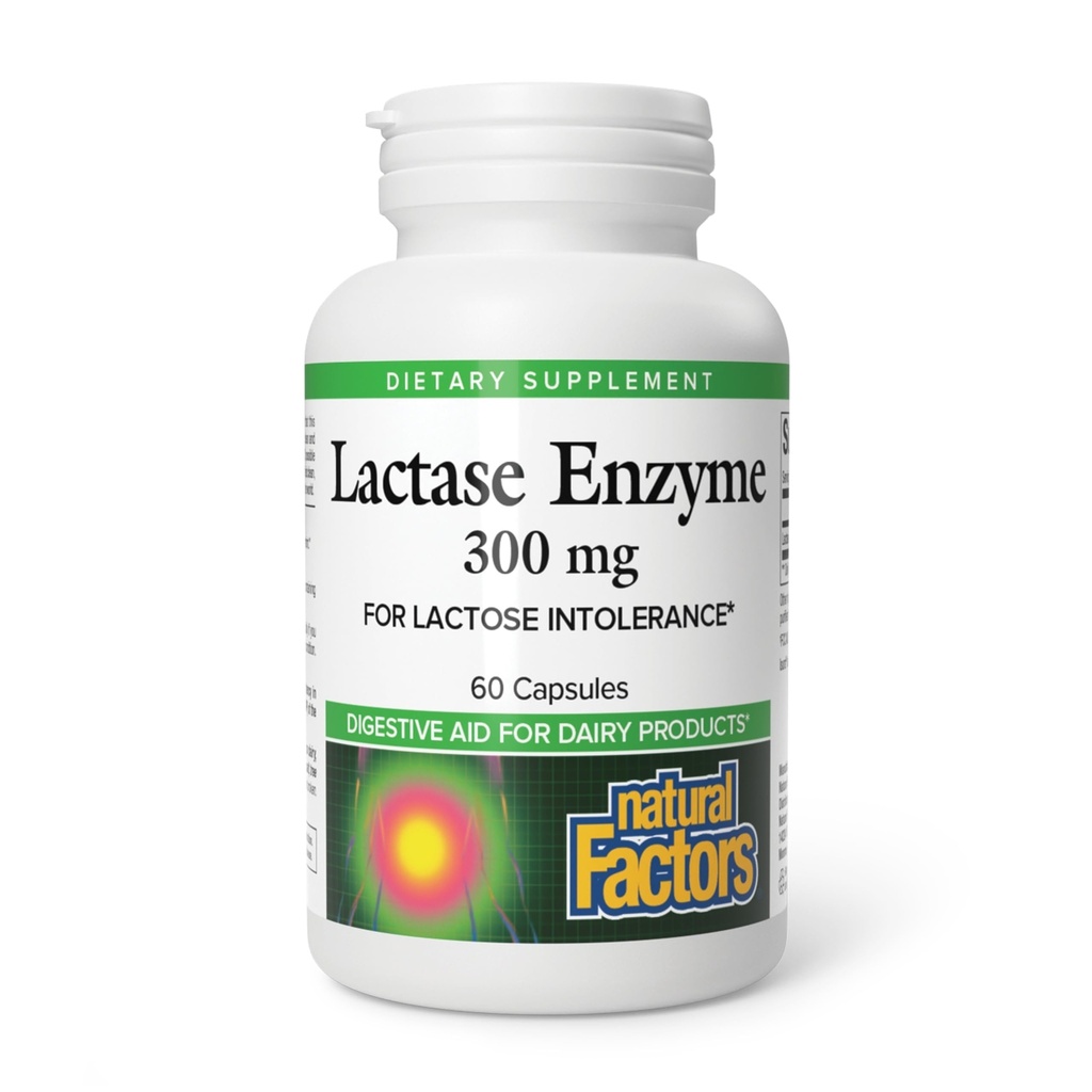 Natural Factors, Lactase Enzyme, Digestive Aid For Lactose and Dairy Intolerance, 60 Capsules
