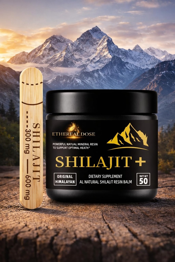 Shilajit Resin, Original Himalayan Purified Shilajit Resin, 600mg per Serving, 50g, with Wooden Measuring Stick