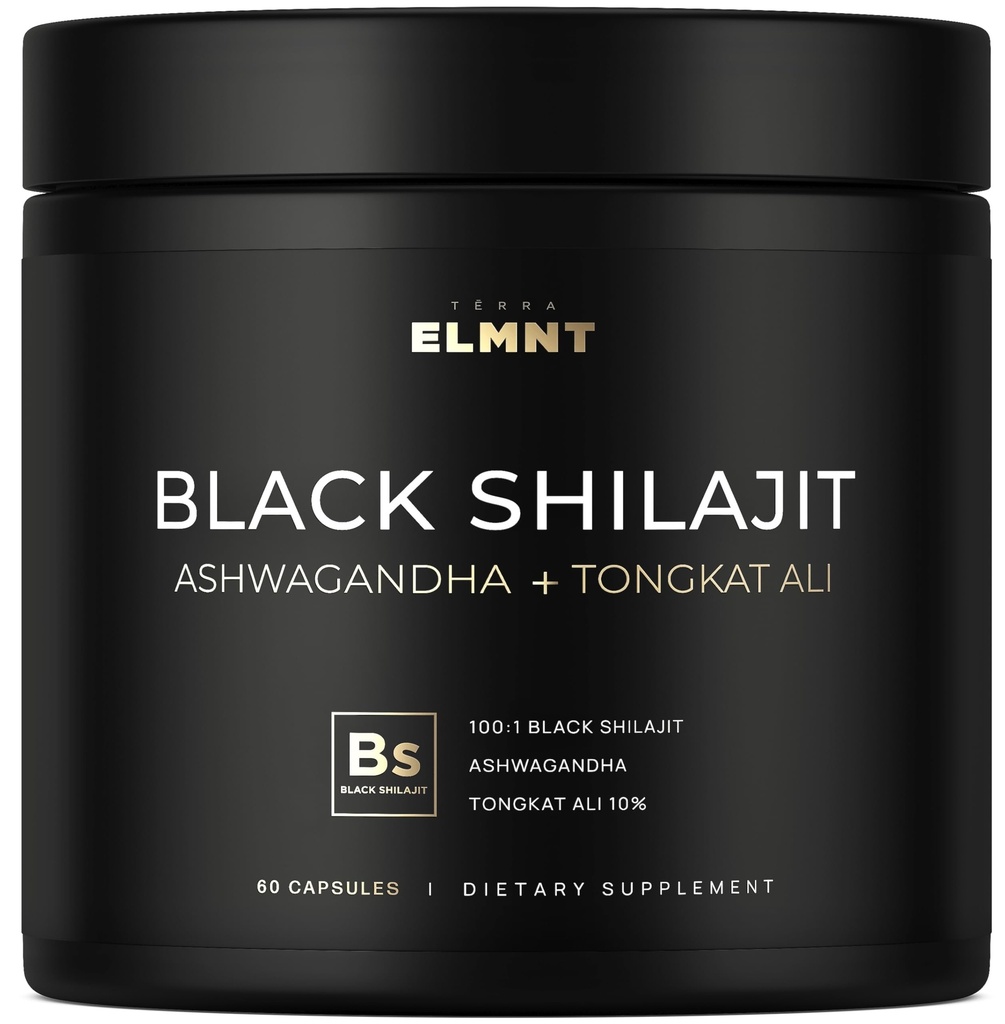 100x Strength Black Shilajit for Men w. 10% Tongkat Ali & Ashwagandha - Highest Potency Shilajit Capsules 60% Fulvic Acid Pure Himalayan Shilajit Resin - Natural Test Booster Male Enhancing Supplement