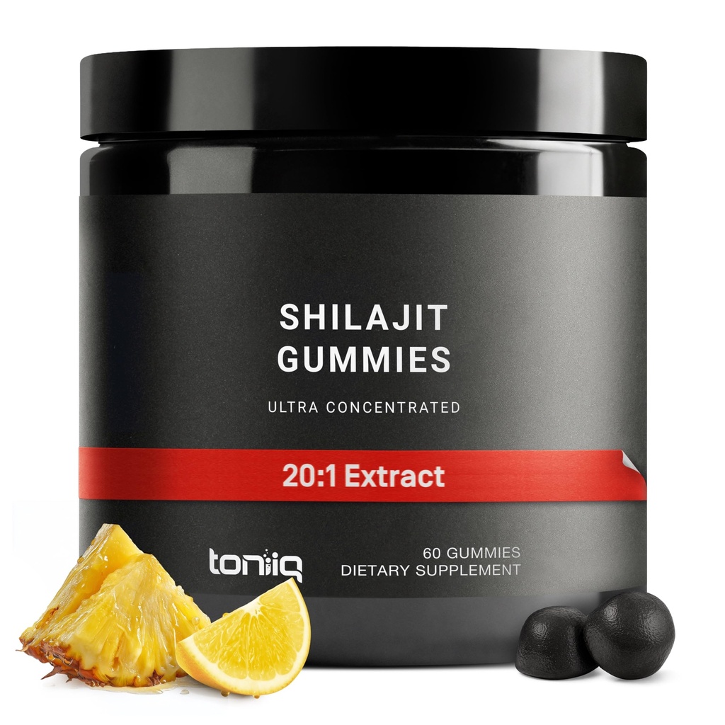 Shilajit Gummies – 20:1 Concentrate – 50% Fulvic Acid, Himalayan Sourced – Ashwagandha + Turmeric – Sugar-Free – Lab Tested