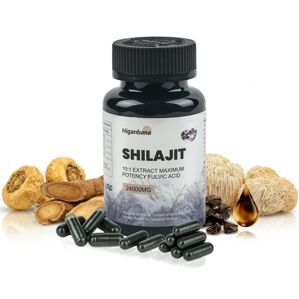 Himalayan Shilajit Pro Max for Men & Women -10:1 Extract 24000mg Gold Grade with Fulvic Acid and 85+ Trace Minerals, Energy & Focus Support, 60 Capsules