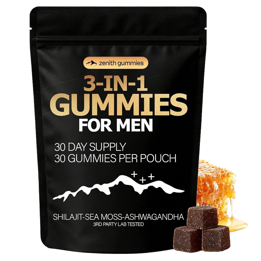Zenith 3 in 1 Gummies for Men,Shilajit Gold Gummies for Men,Vitality Support (1pcs)