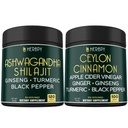 Herbpy Bundle 6in1 Premium Ceylon Cinnamon Capsules 755mg/serving (100 Count 100 Servings) & 5in1 Ashwagandha Supplements 1010mg/serving (120 Count 60 Servings)