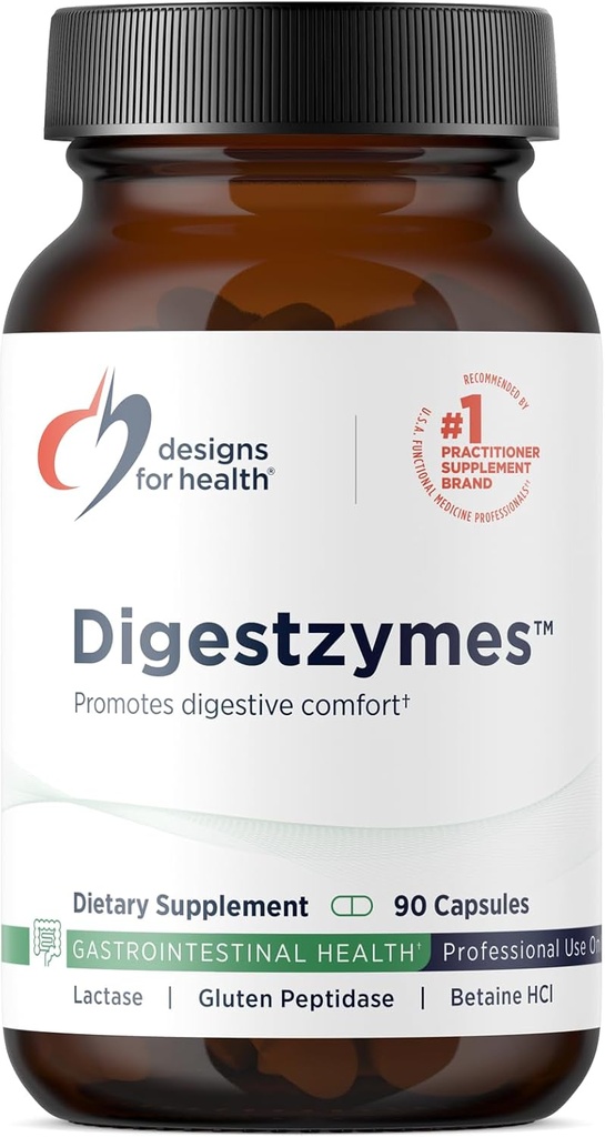 Σχέδια για την υγεία Digestzymes - Digestive Enzymes + Betaine Hydrochloride for Gas & Bloating Relief - Pepsin, Ox Bile, Lactase Enzyme & Lipase Enzymes for Digestion (90 Κάψουλες)