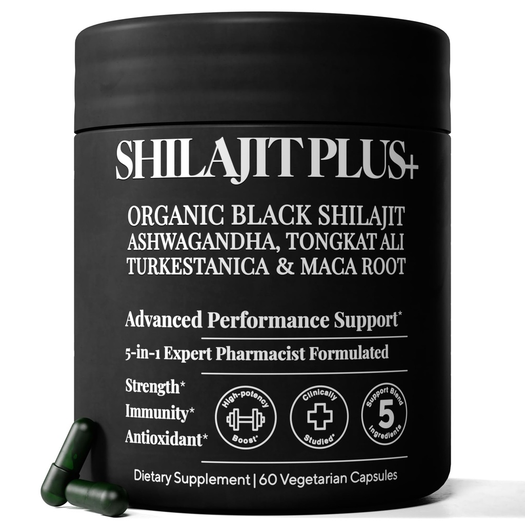 5-in-1 Himalayan Shilajit for Men & Women – 1250mg | Ashwagandha, Tongkat Ali, Maca Root & Turkesterone – 80% Fulvic Acid – Energy, Testosterone & Vitality, (60 Vegan Capsules)