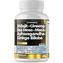 Vitamax Pure Himalayan Shilajit Supplement, Ashwagandha, Sea Moss, Rhodiola Rosea, Gingko Biloba - Fulvic Acid & Trace Mineral Capsules for Men and Women – Made in USA