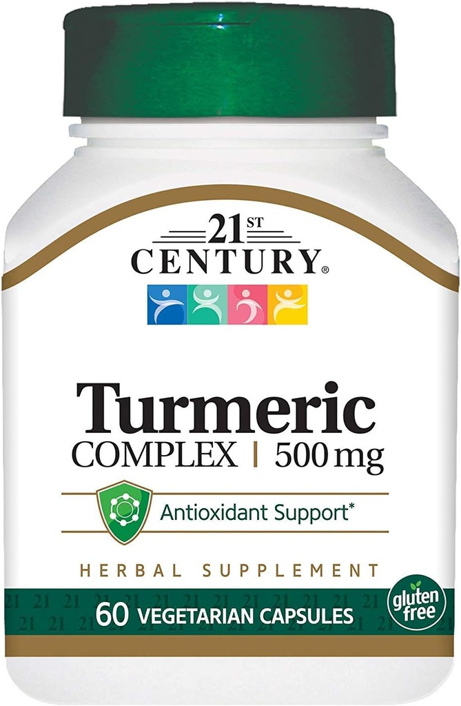 21o Century Turmeric Complex 500 mg - 60 κάψουλες χορτοφάγων, Συσκευασία των 4