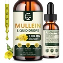 (2 Pack) Mullein Drops for Lungs - Πνεύμονα Καθαρίστε και αναπνευστική υποστήριξη, Ισχυρό 4 σε 1 Mullein Leaf Extract με Elderberry, Marshmallow Root και πορτοκαλί Peel για Bronchial Υποστήριξη, 1 Fl Oz