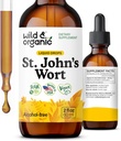 Wild & Organic St Johns Wort Tincture - Mood Support - Relaxing St. John's Wort Supplement - Υγρό Hypericum Perforatum Herb Drops - Vegan, Sugar & Alcohol-Free - 2 fl oz