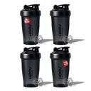 [ 4 Pack 400 ml | 12 oz Protein Shaker Bottles for Protein Mixes, 4 x Whisk Ball | Shaker Cups for Protein Shakes | BPA Free, 100% Leak Proof | Protein Shake Bottle (B) FOUR BLACK