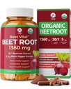 1 Body Beet Vital, Organic Beetroot Capsules for Circulation, Energy, & Stamina, Nitric Oxide Booster Beets Supplements with 1360mg Beetroot Extract, Vegan, Non-GMO - Beet Root Supplements, 60 Count