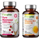 biophix Pure Mannose Powder 2000 mg 3 oz - Free Vitamin D-3 5000 IU 30 Softgels - Supports Urinary Bladder Tract Health