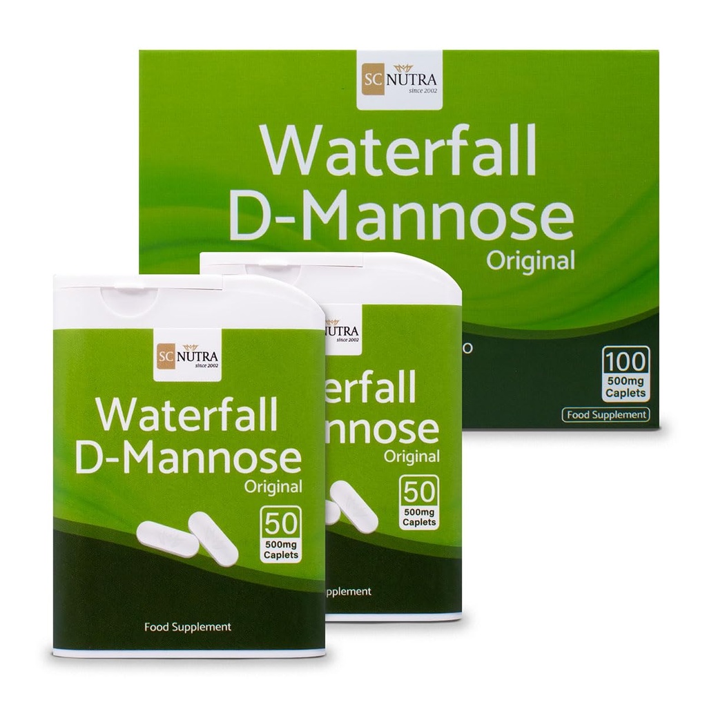 Waterfall D-Mannose Tablets 500mg (Capsule Sized) - 100% D-Mannose Naturally Sourced from Birch - Bladder Health | 100 x 500mg Tablets