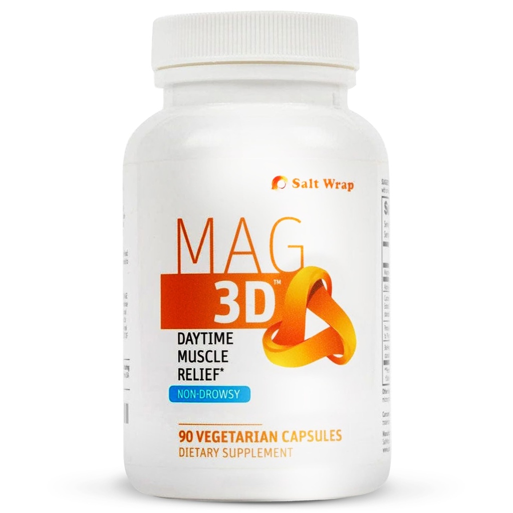 SaltWrap Mag 3D – Ημέρα (Non-Drowsy) πόδια Cramp & μυϊκή ανακούφιση Υποστήριξη - Φυσικό συμπλήρωμα για τους μυς και τα νεύρα υγεία με κουρκουμά, άλφα λιποϊκό οξύ & μαγνήσιο