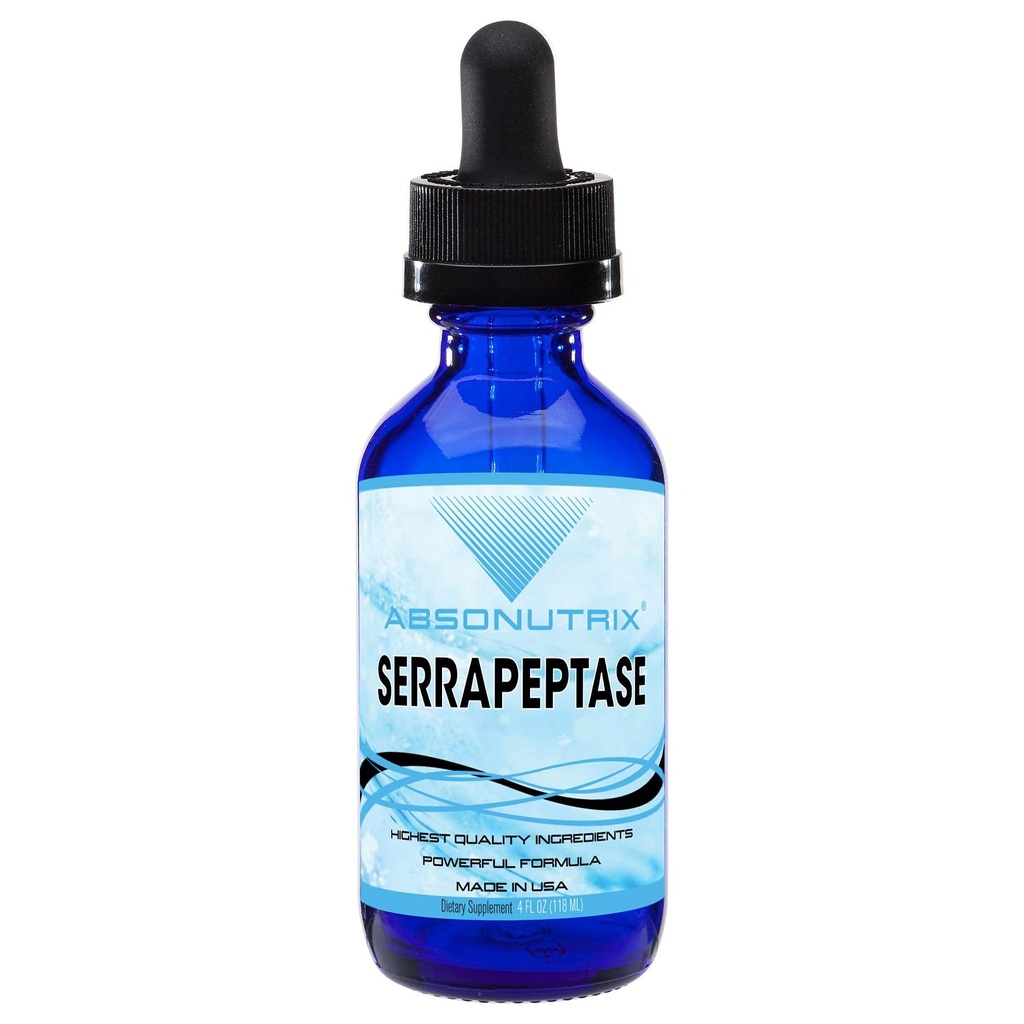 Serrapeptase Enzyme 583mg, 4 Fl oz, 250000 spu per Serving, 120 Servings, High Bioavailability, Quick Absorption, GMP-Certified, Non-GMO, Plant Based, Made in USA