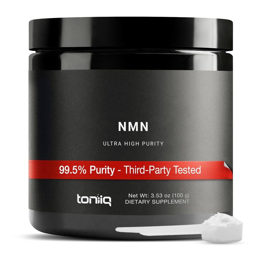 Toniiq Ultra High Purity NMN Powder - 100 Grams - 99.5% Highly Purified and Highly Bioavailable - Fully Stabilized Formula - Supports NAD+ Levels - Nicotinamide Mononucleotide Powder Supplement