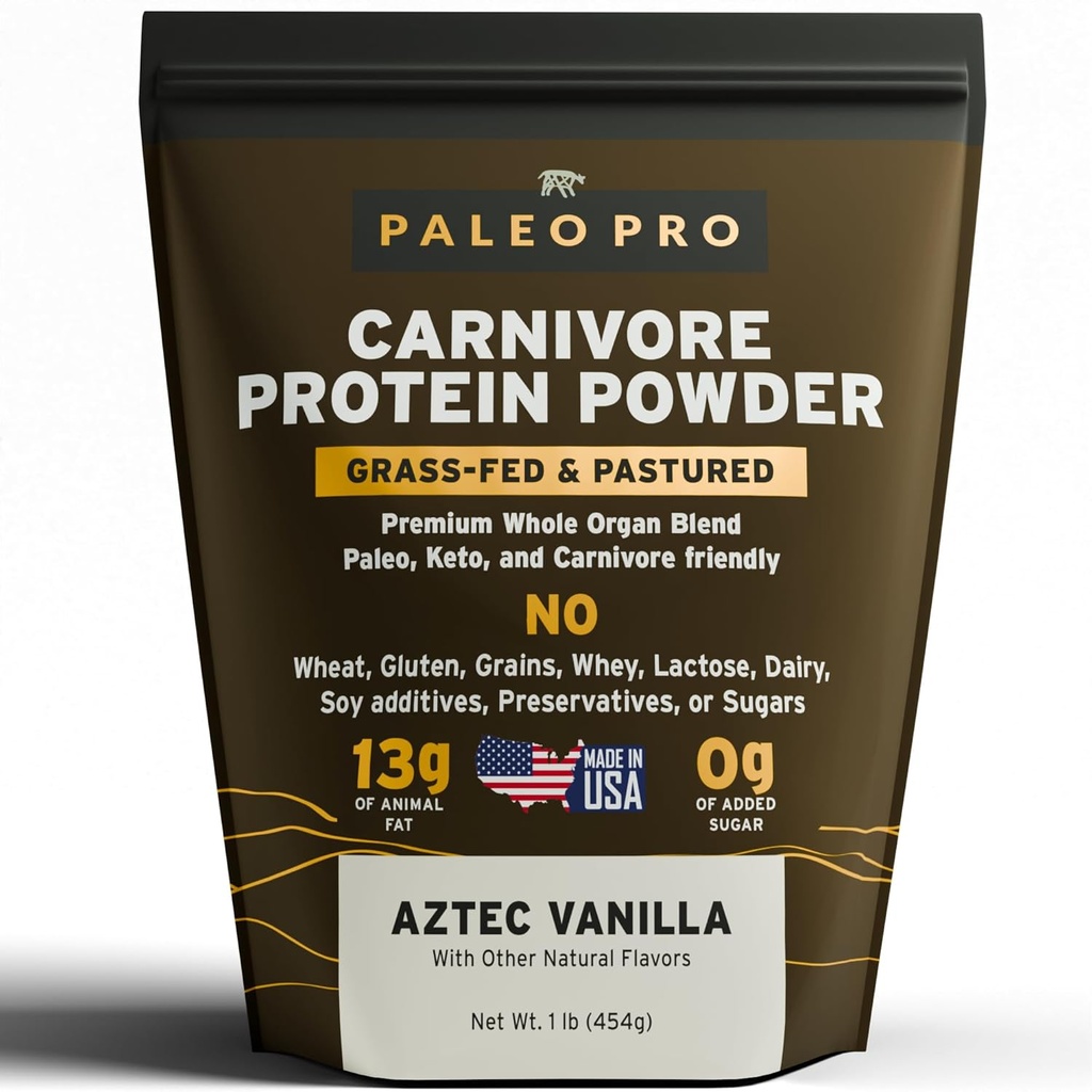 PaleoPro Carnivore Complete (Aztec Vanilla) Pastured & Cage-Free Protein, Grass-Fed Beef Talow, Beef Organs 