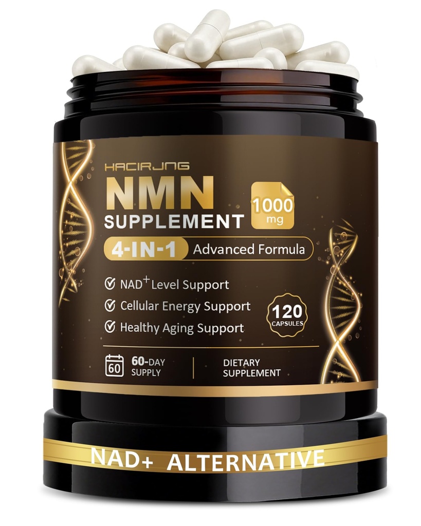 NMN Supplement, 4-in-1 Liposomal NMN 1000mg with Resveratrol, TMG & Quercetin, Supports Cellular Energy & NAD+ Level, NMNH Alternative ＆ NAD+ Supplement Precursor for Men & Women