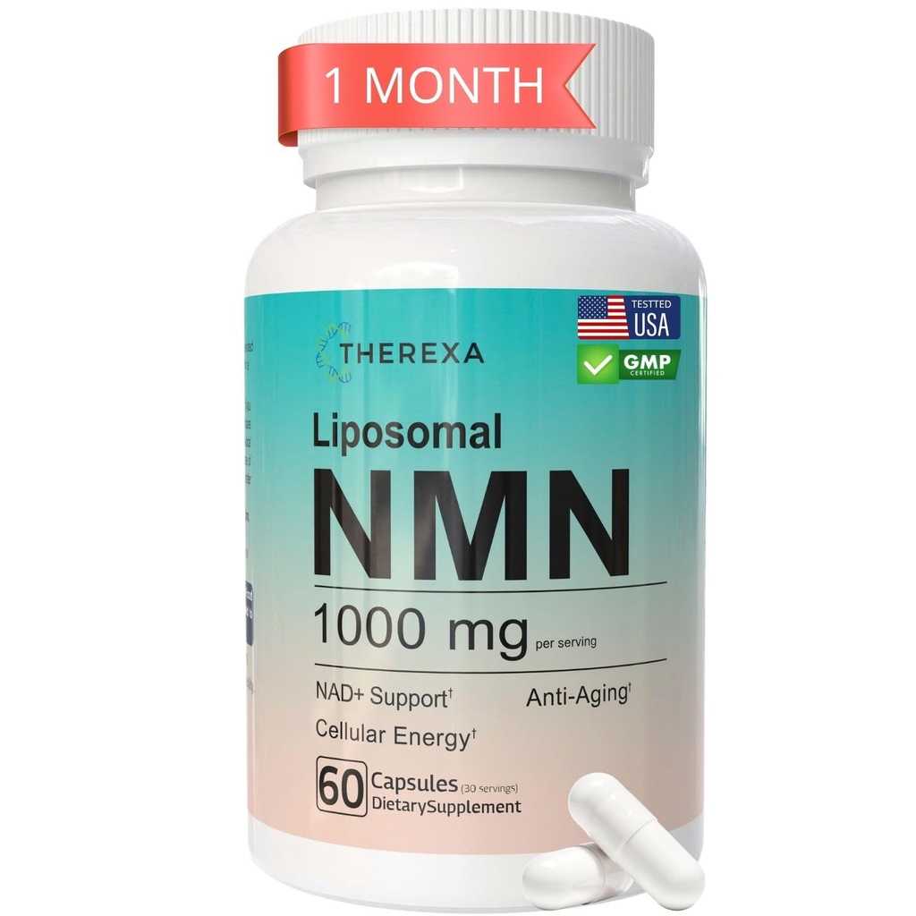 NMN Supplement 1000mg Pure - Liposomal NMN for NAD+ Supplement, Tested in USA, 60 Capsules