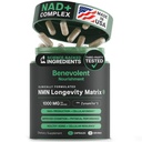 Benevolent Advanced NMN Supplement 1000mg (98% Purity) – 5-in-1 NMN Longevity Matrix with Zynamite® & PQQ for Increased NAD+ Levels, Cellular Energy, Cognitive & Healthy Aging – 60 Vegan Capsules