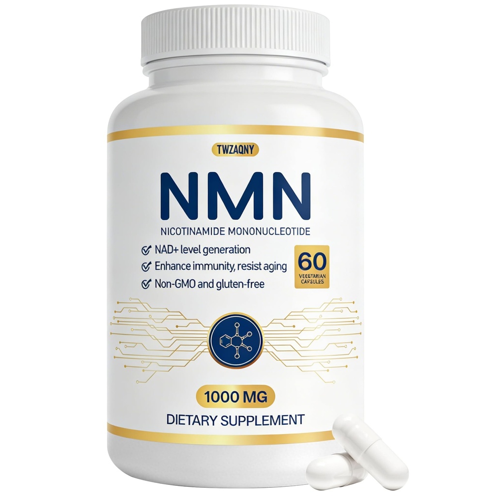 NMN Supplement 1000 mg - Used to delay Aging, Helps with Cell Regeneration, and Increases NAD+ Levels to Enhance Energy Metabolism. NAD Supplement 60 Capsules (30 portions)